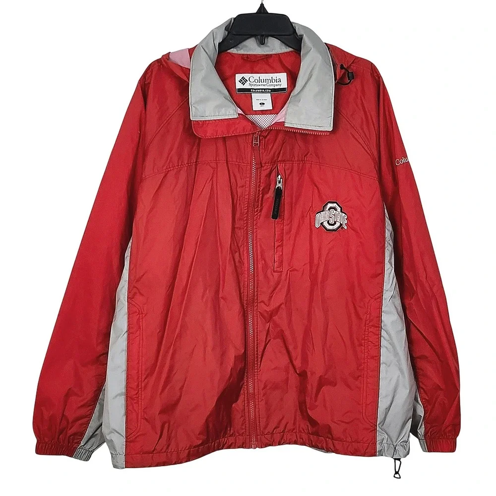 Columbia Sportswear Ohio State Buckeyes Hooded Packable Windbreaker Jacket Large